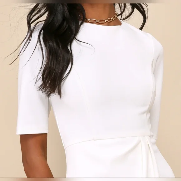 Lulus Women's Westwood White Half Sleeve Sheath Dress, Medium - Picture 4 of 14
